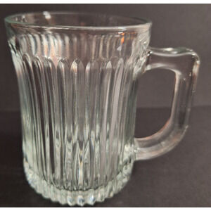 Gibson Royal Crest Clear Glass Ribbed Coffee Mug 10 oz. w/Handle